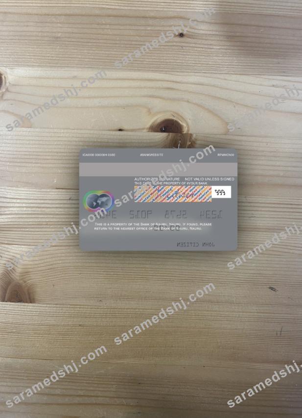 Nauru Bank of Nauru mastercard photolook back